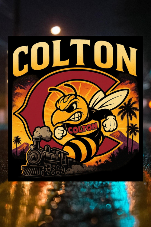 Colton Yellowjackets mascot artwork from the Colton Yellowjackets Legacy Edition design